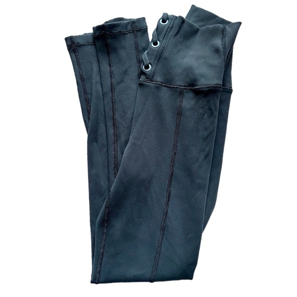 NWOT Aerie Offline Lace Up Ribbed Black Leggings Medium - Picture 3 of 7